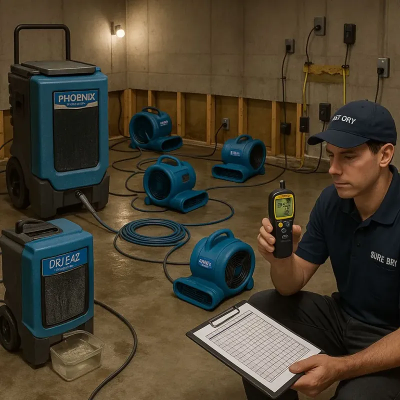 Structural Drying and Dehumidification process in Beale Air Force Base, CA
